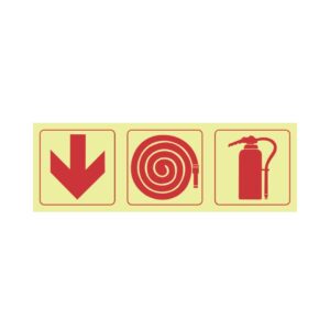 Photoluminescent Sign: F4 Fire Extinguisher and Fire Hose Reel Direction Below