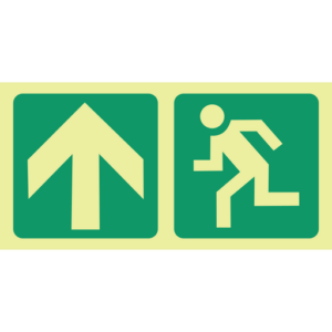 Photoluminescent Sign: E10 Running Man Arrow Up