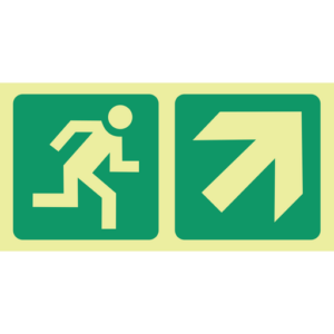 Photoluminescent Sign: E11 Running Man Arrow Up Right