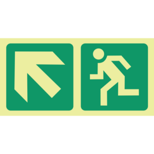 Photoluminescent Sign: E12 Running Man Arrow Up Left