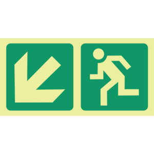 Photoluminescent Sign: E14 Running Man Arrow Down Left