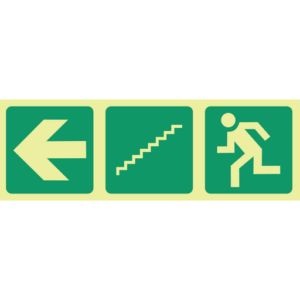 Photoluminescent Sign: E17 Man Arrow Stairs Down Left