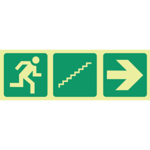 Photoluminescent Sign: E18 Man Arrow Stairs Up Right