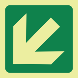 Photoluminescent Sign: E30 Arrow Down Left