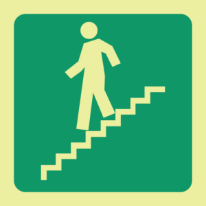Photoluminescent Sign: E9A Stairs Down Left