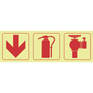 Photoluminescent Sign: F10 Fire Hydrant and Fire Extinguisher Direction Below