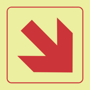 Photoluminescent Sign: F51 Diagonal Arrow Down Right
