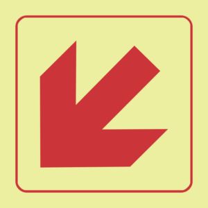 Photoluminescent Sign: F52 Diagonal Arrow Down Left