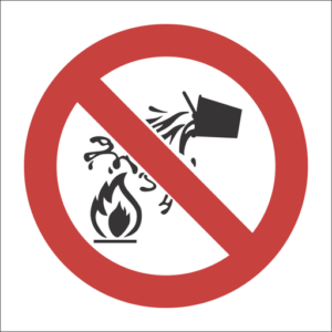 Prohibited Sign: PV4 Do Not Use Water to Extinguish Fire