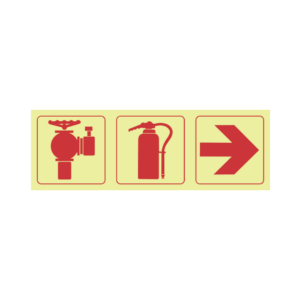 Photoluminescent Sign: F12 Fire Hydrant and Fire Extinguisher Direction Right